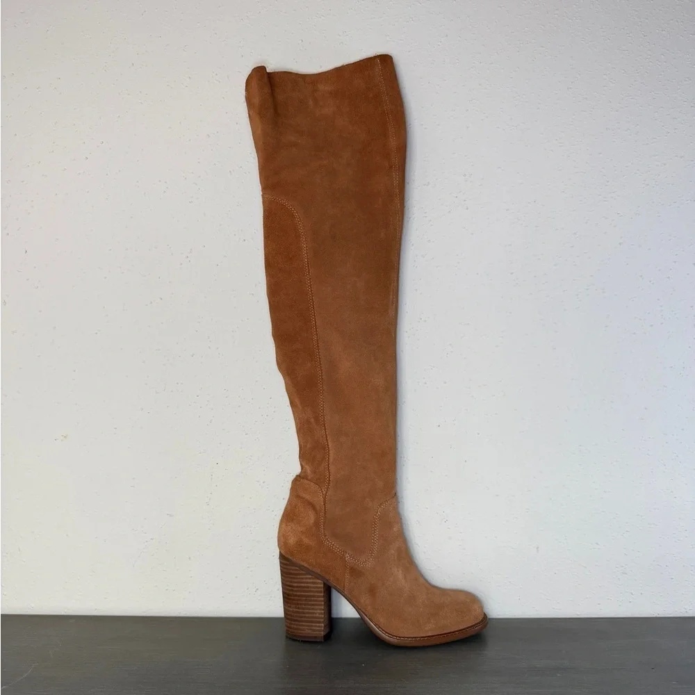KELSI DAGGER BROOKLYN KDB Logan Camel Over The Knee Boots Suede Leather Size 8